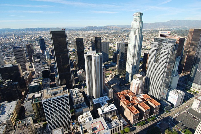 downtown los angeles helicopter ride skyline pershing