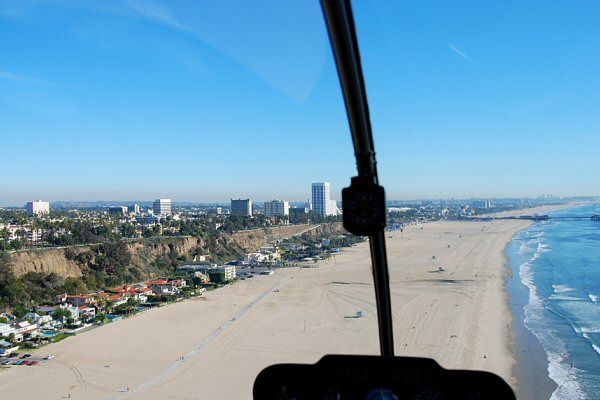 helicopter ride southbound view santa monica beach